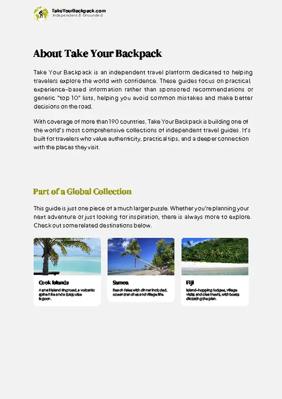 example page 1 from our offline Travel Guide for French Polynesia
